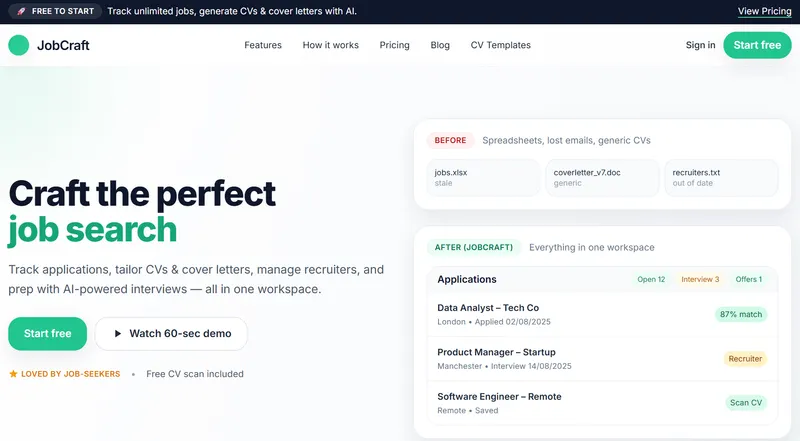 JobCraft.Tech AI job preparation platform
